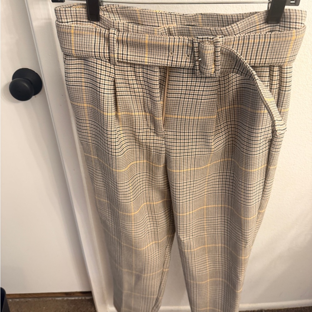 Ann Taylor Beige and Black Plaid Trousers